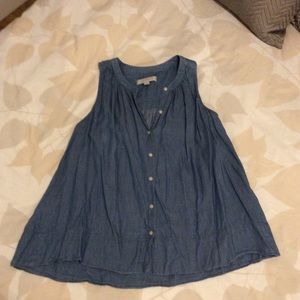 LOFT Chambray Sleeveless Swing Top, M